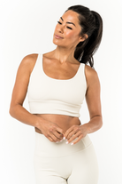 Sports Bra - Square Up (ribbed) Ivory Solid